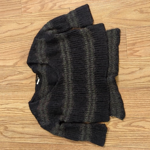 Free People Sweaters - Free People Linus Stripe pullover sweater black & gray oversized women's size XS